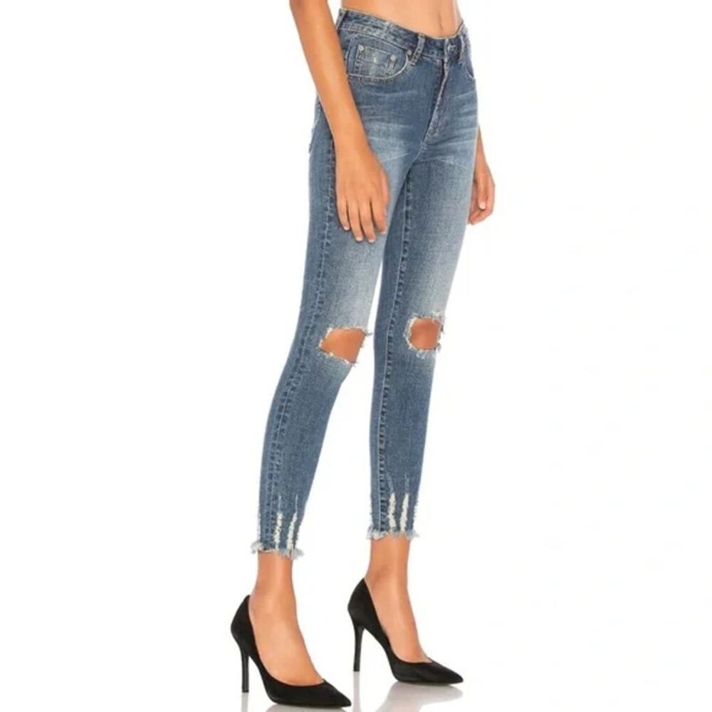ONE TEASPOON Freebird High Waist Ripped Distressed Frayed Hem Jeans Size 28